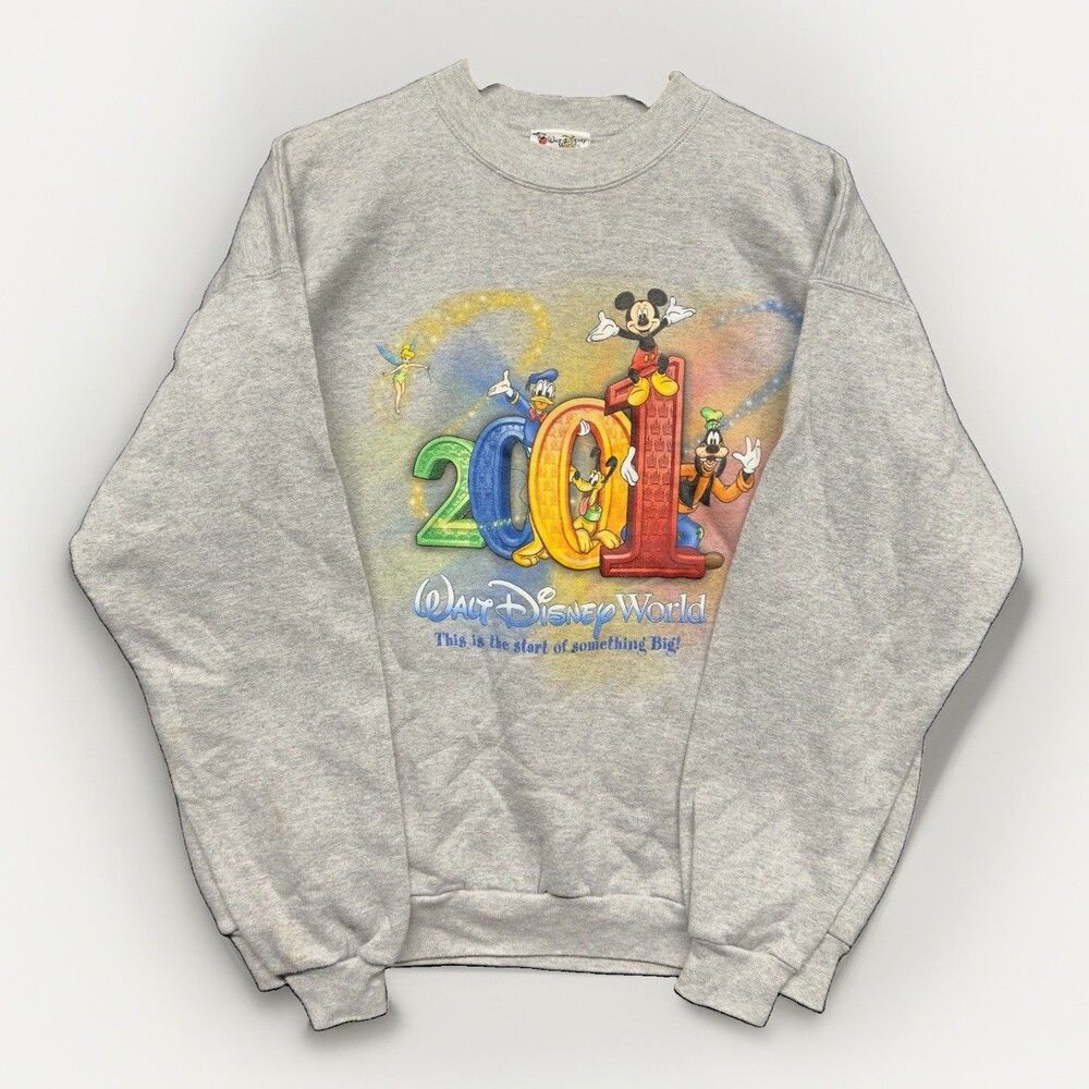 VTG Disney World Sweatshirt Adult L Mickey Mouse 2001 Sweater Crew Neck Goofy